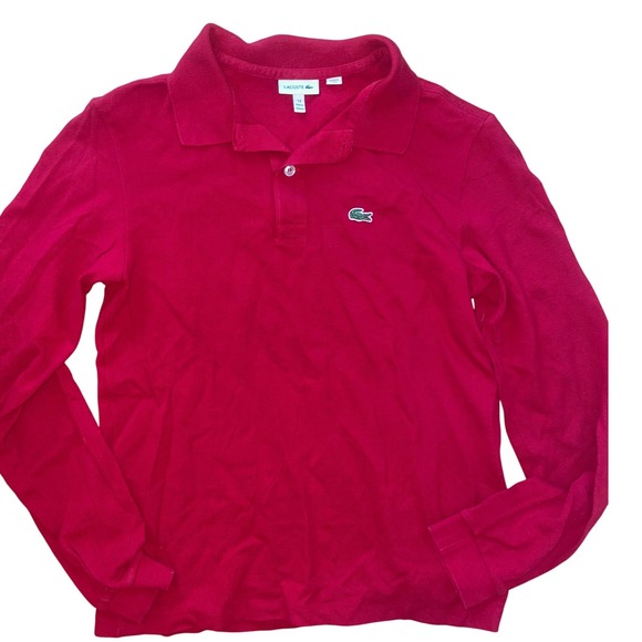 Boys RED LACOSTE POLO long sleeved size 14 - Picture 1 of 4